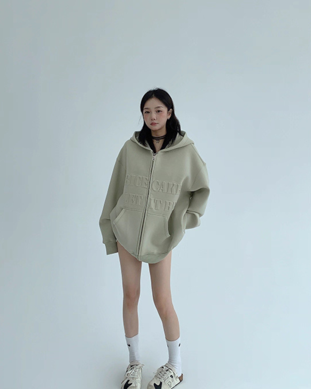 Embossed Logo Zip Hoodie YLS0910