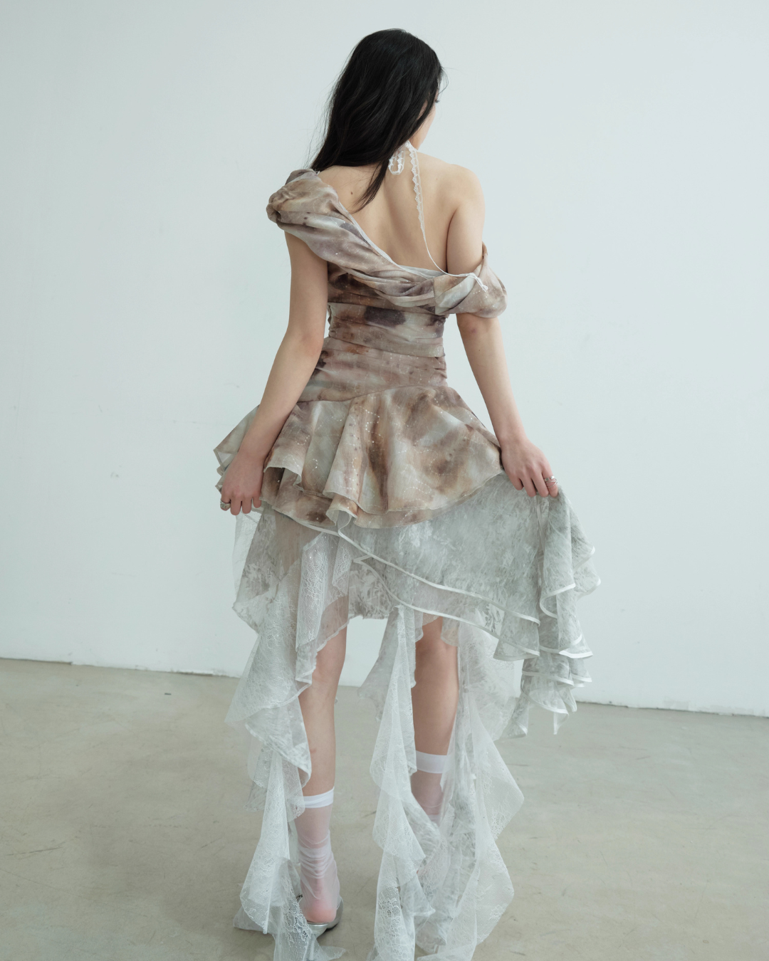 Lace Sheer Ruffles Skirt JNS0021