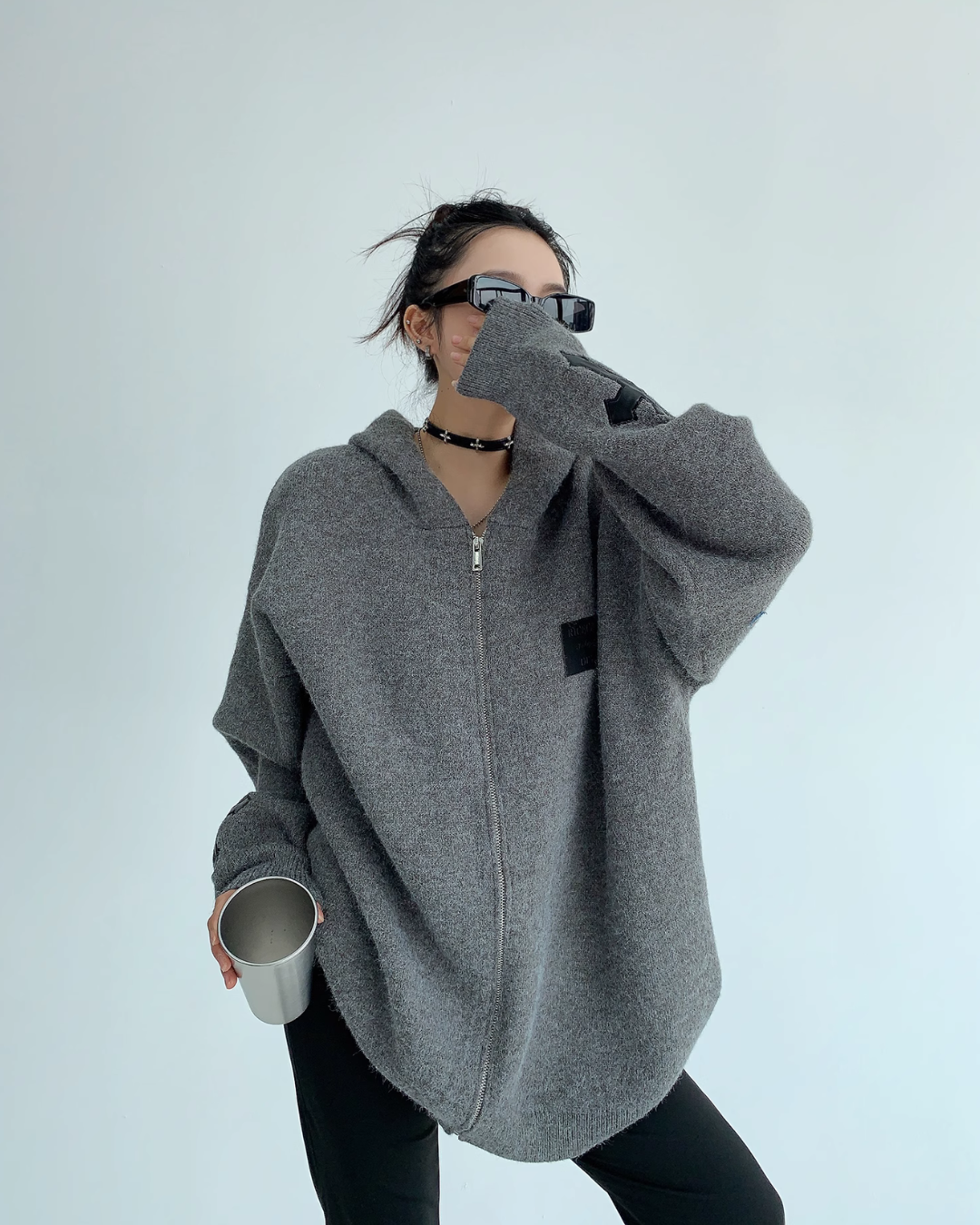 Loose Zip Knit Hoodie YLS0593