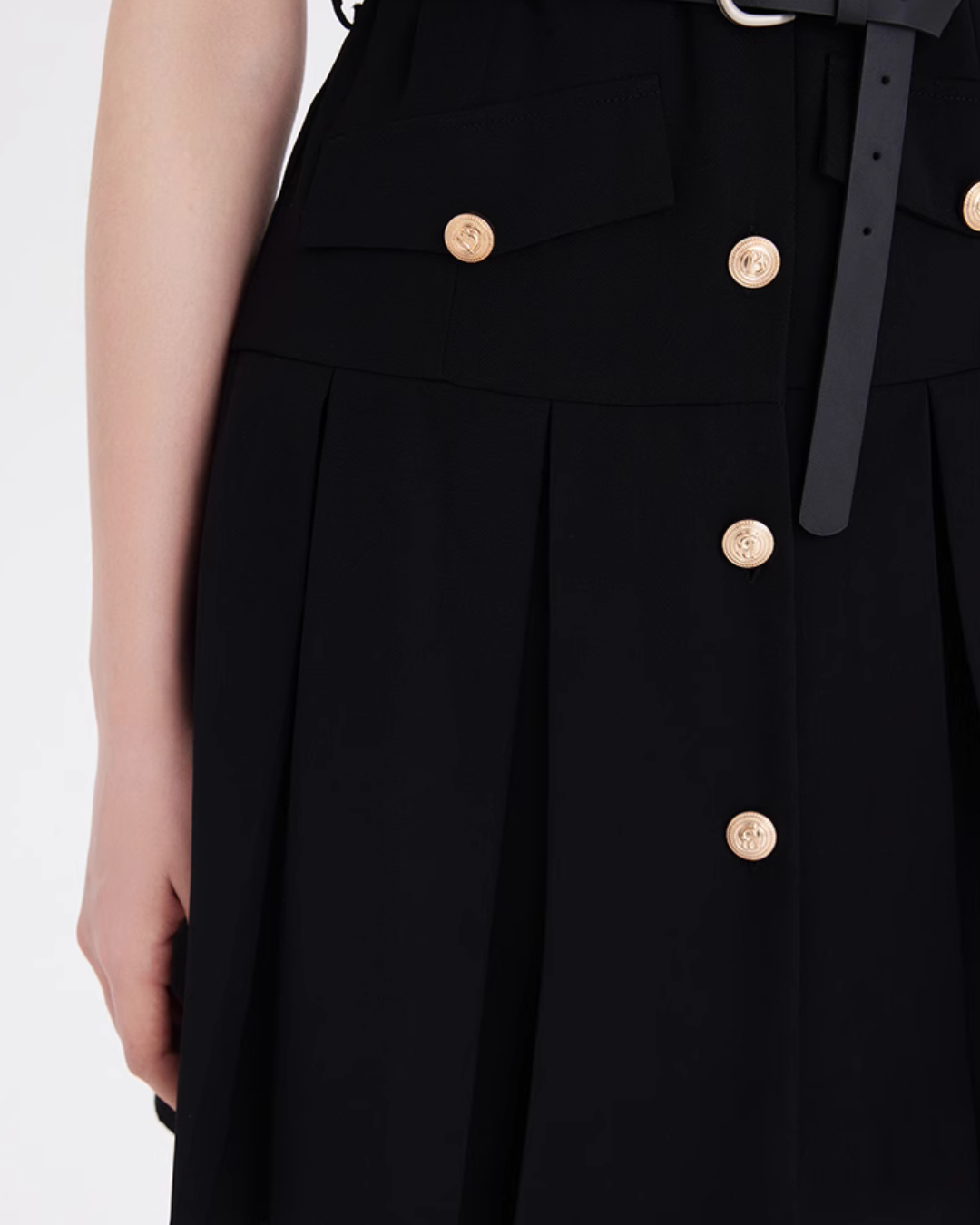 Gold Button Mini Dress LSN0014