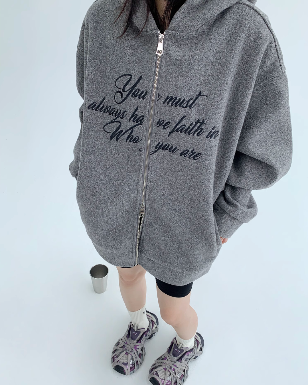 Double Zipper Logo Hoodie YLS0350