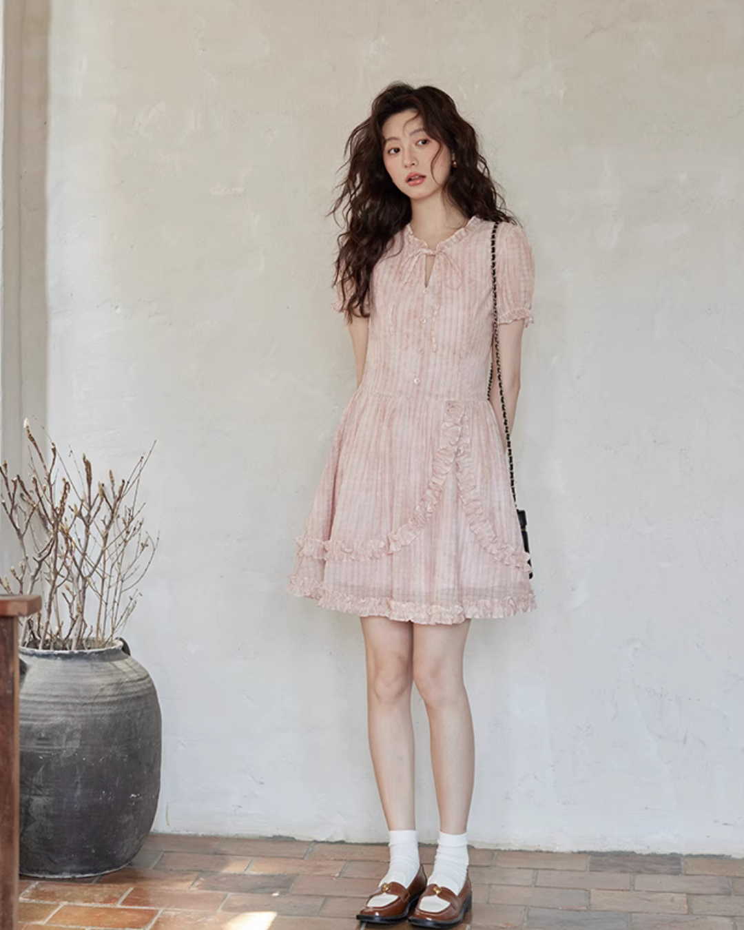 Pastel Pink Frill Dress SMS0010