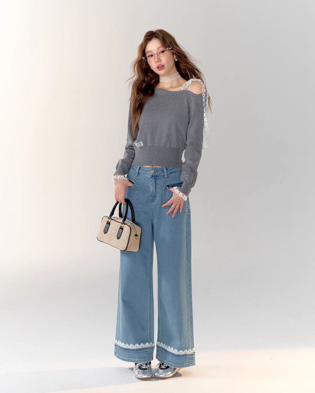 Race Ribbon One Shoulder Tops ASG0023
