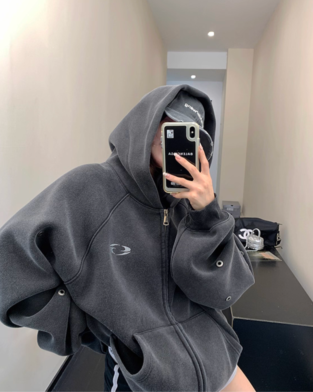 Hollow Out Zip Up Hoodie YLS0988