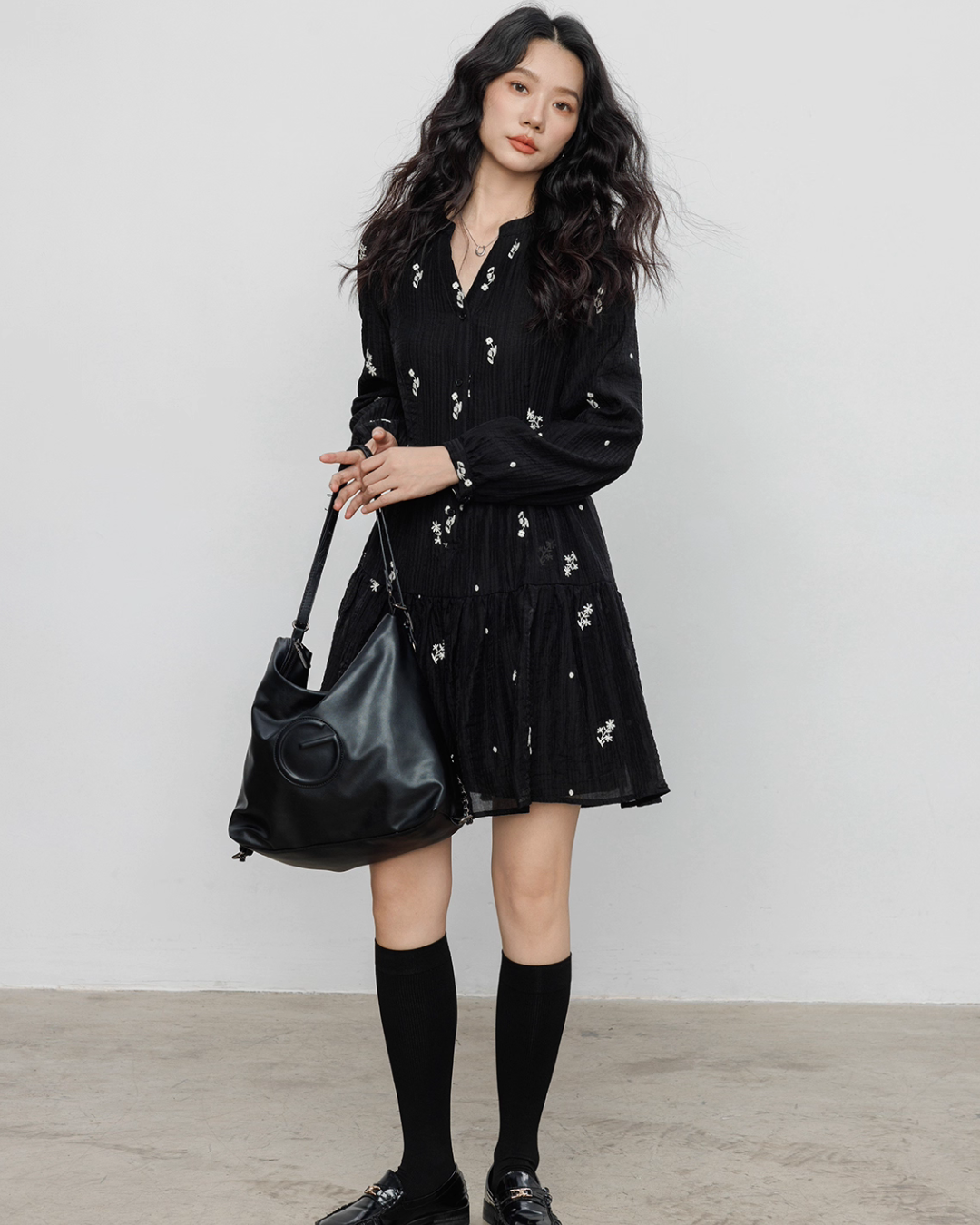 Flower Patterned Flare Dress VAS0146