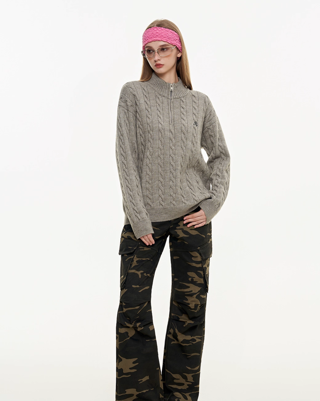 Half Zip Cable Knit MDB0010