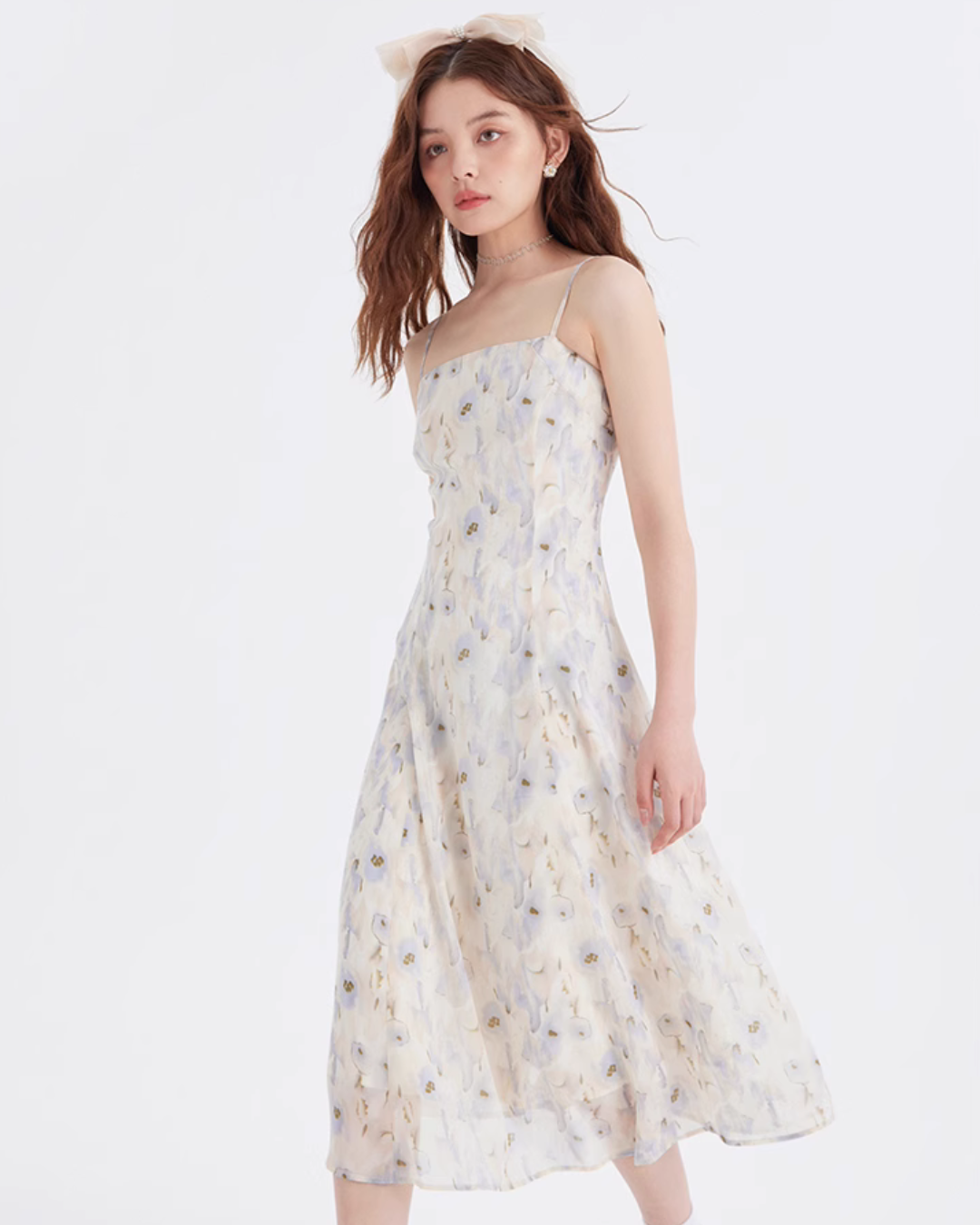 Sheer Floral Camisole Dress LSN0012