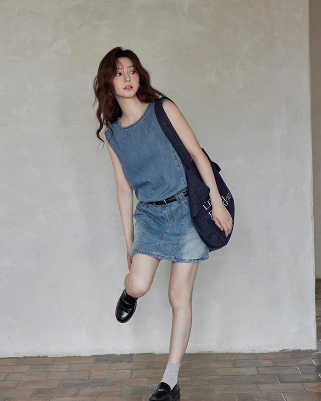 Sleeveless Denim Mini Dress SMS0016