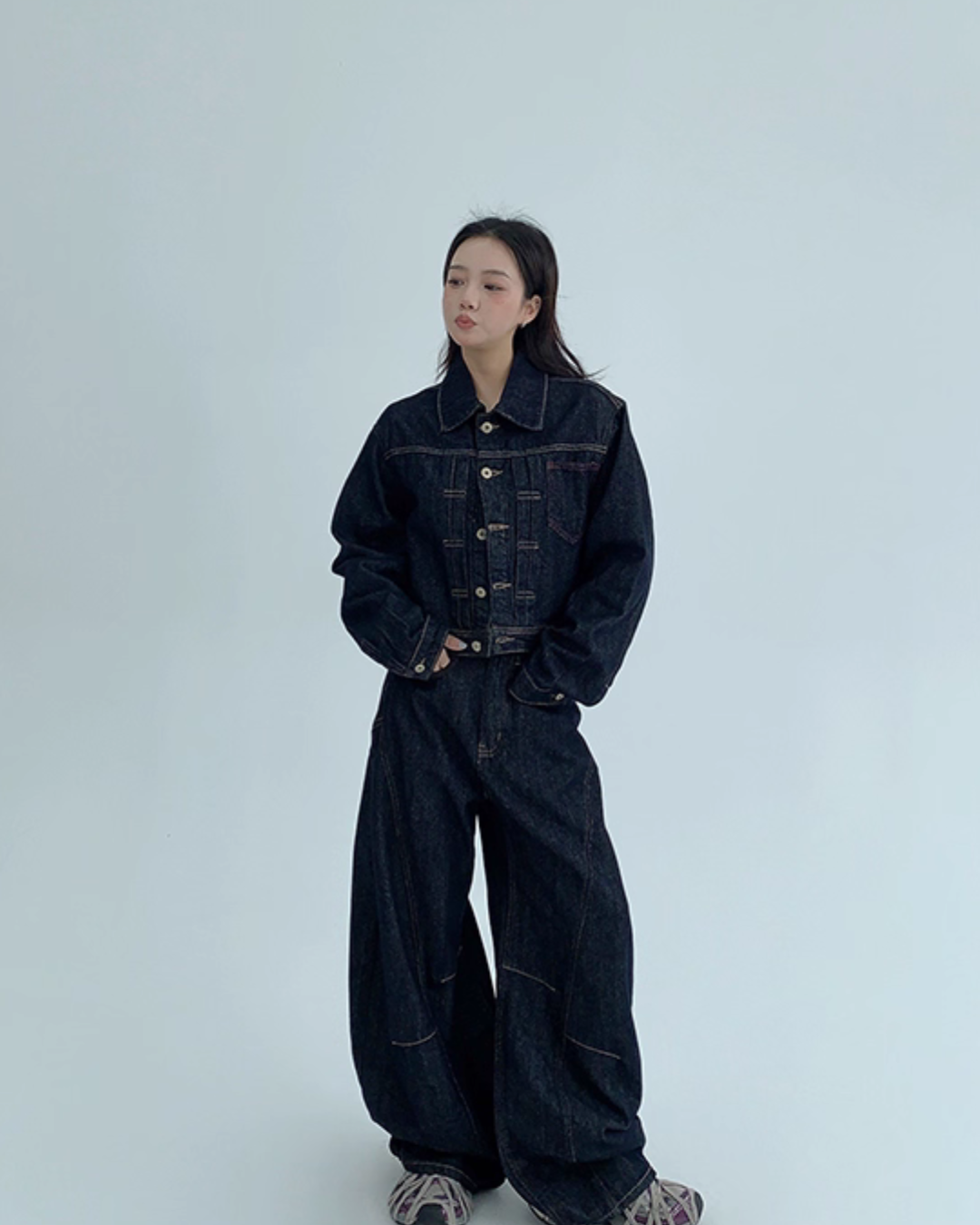 Dark Blue Wide Denim Pants YLS0904