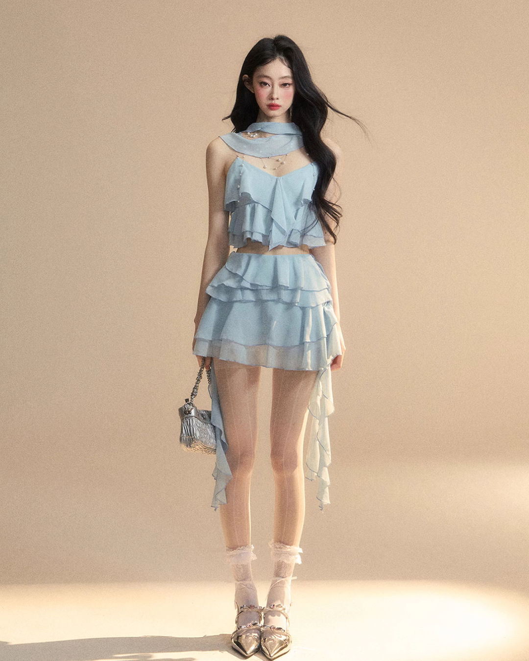 Chiffon Ruffle Tops / Chiffon Skirts LAS0019