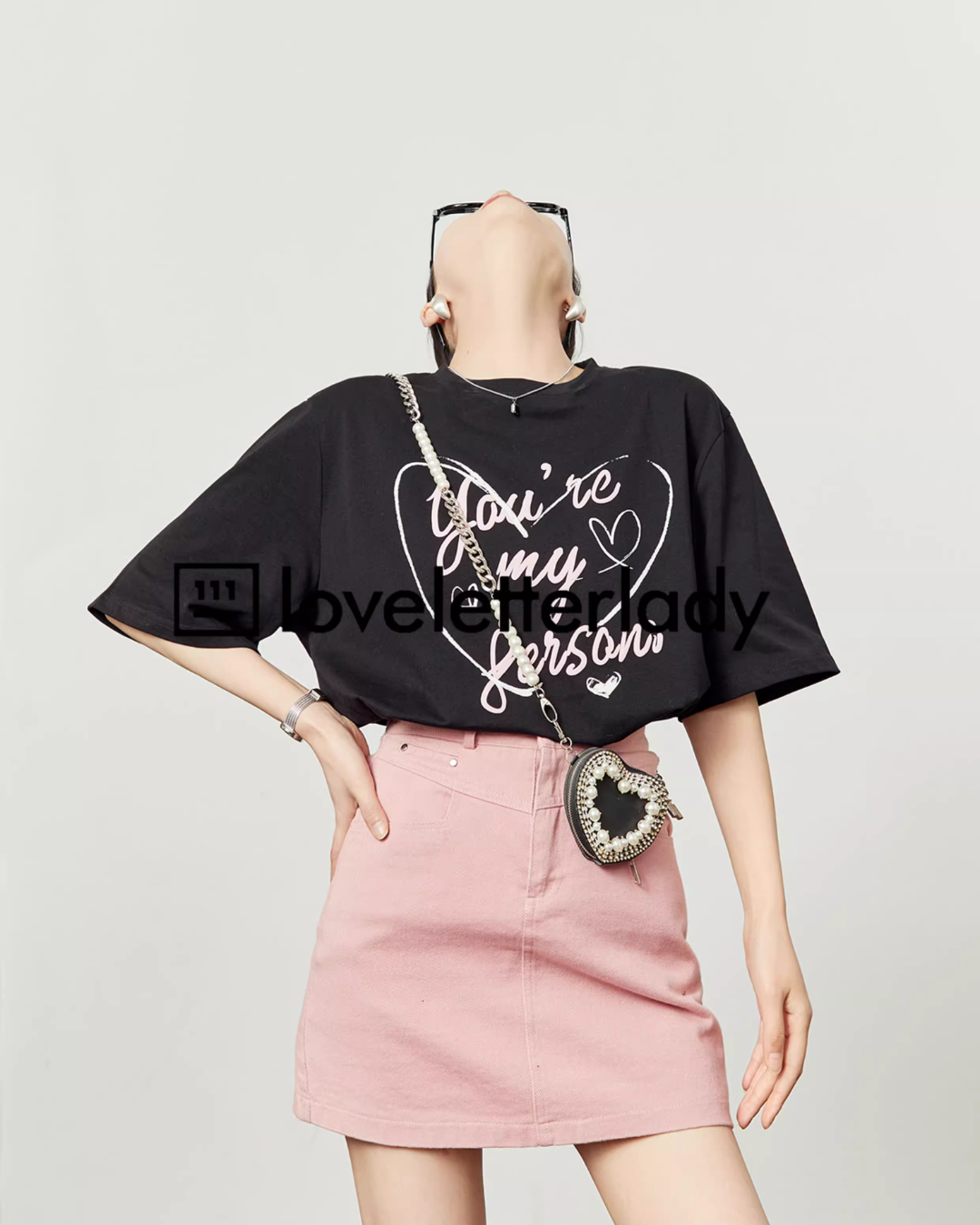 Heart Letter Round Neck Top LLA0465