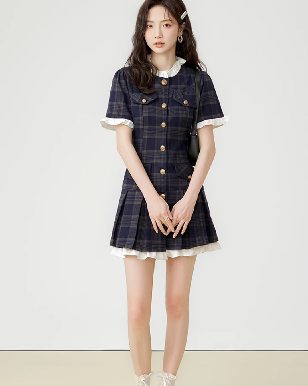 Paid Frill Mini Dress LSN0004