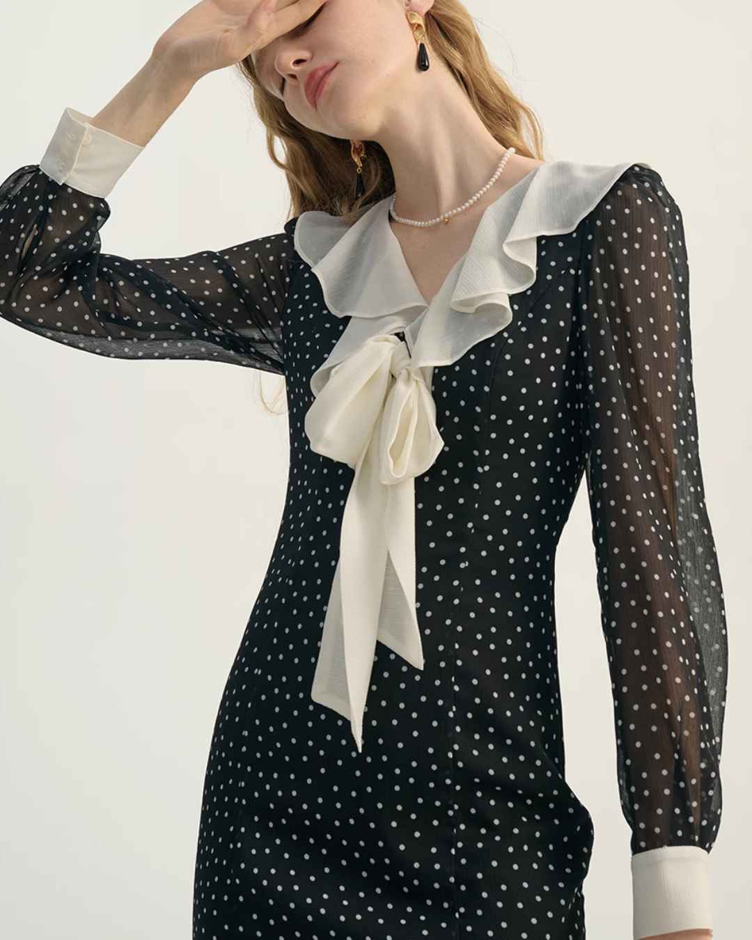 Dot Pattern Lace Dress SNT0011