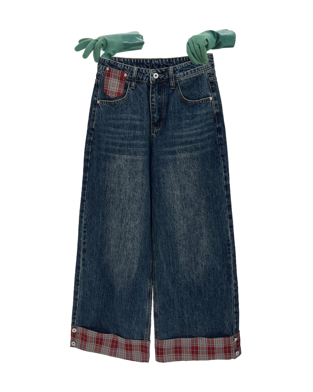 Retro Plaid Denim Jacket / Wide Denim Pants MCY0003