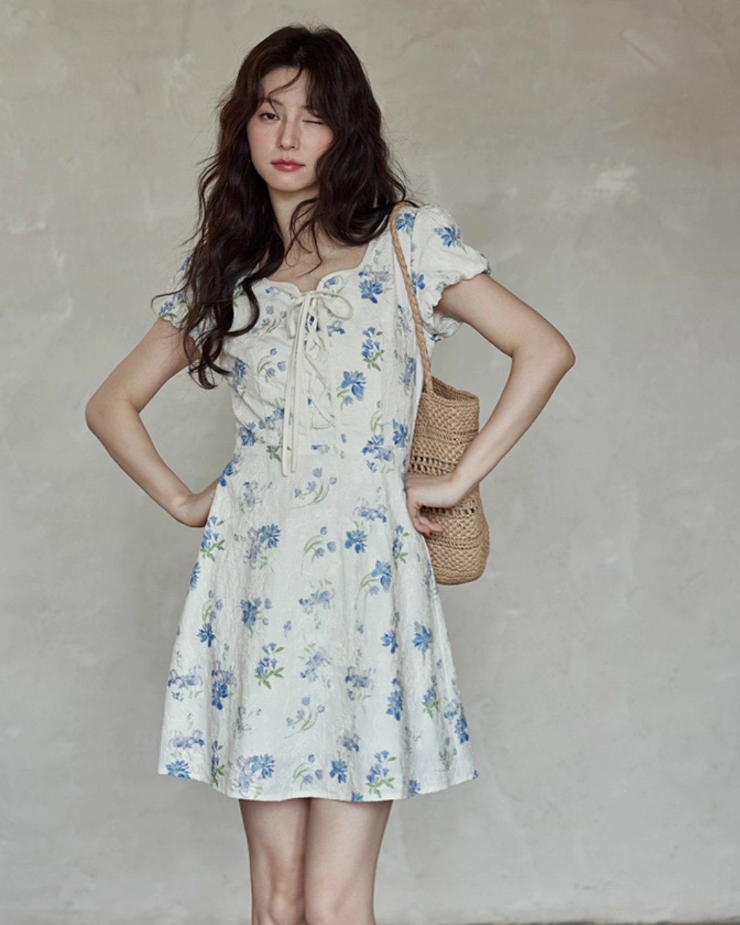 Puff Sleeve Floral Mini Dress SMS0021