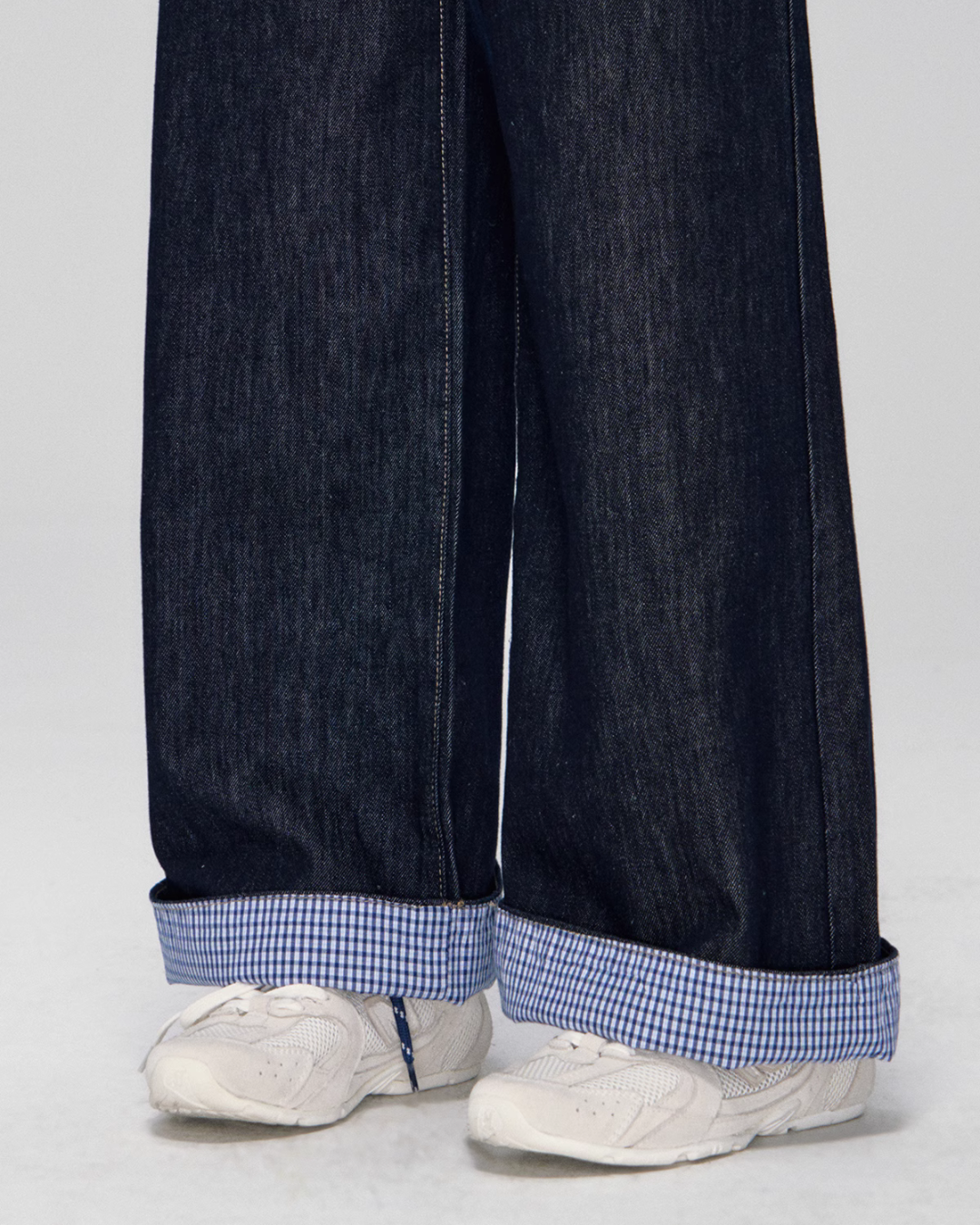 Blue Plaid Patchwork Denim Pants ASG0028