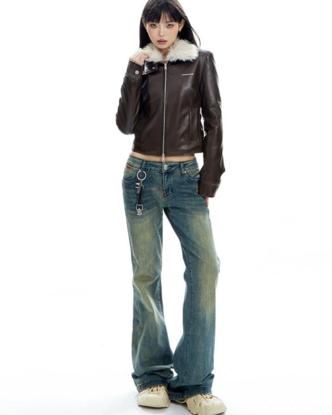 Fur Slim Leather Jacket APA0008