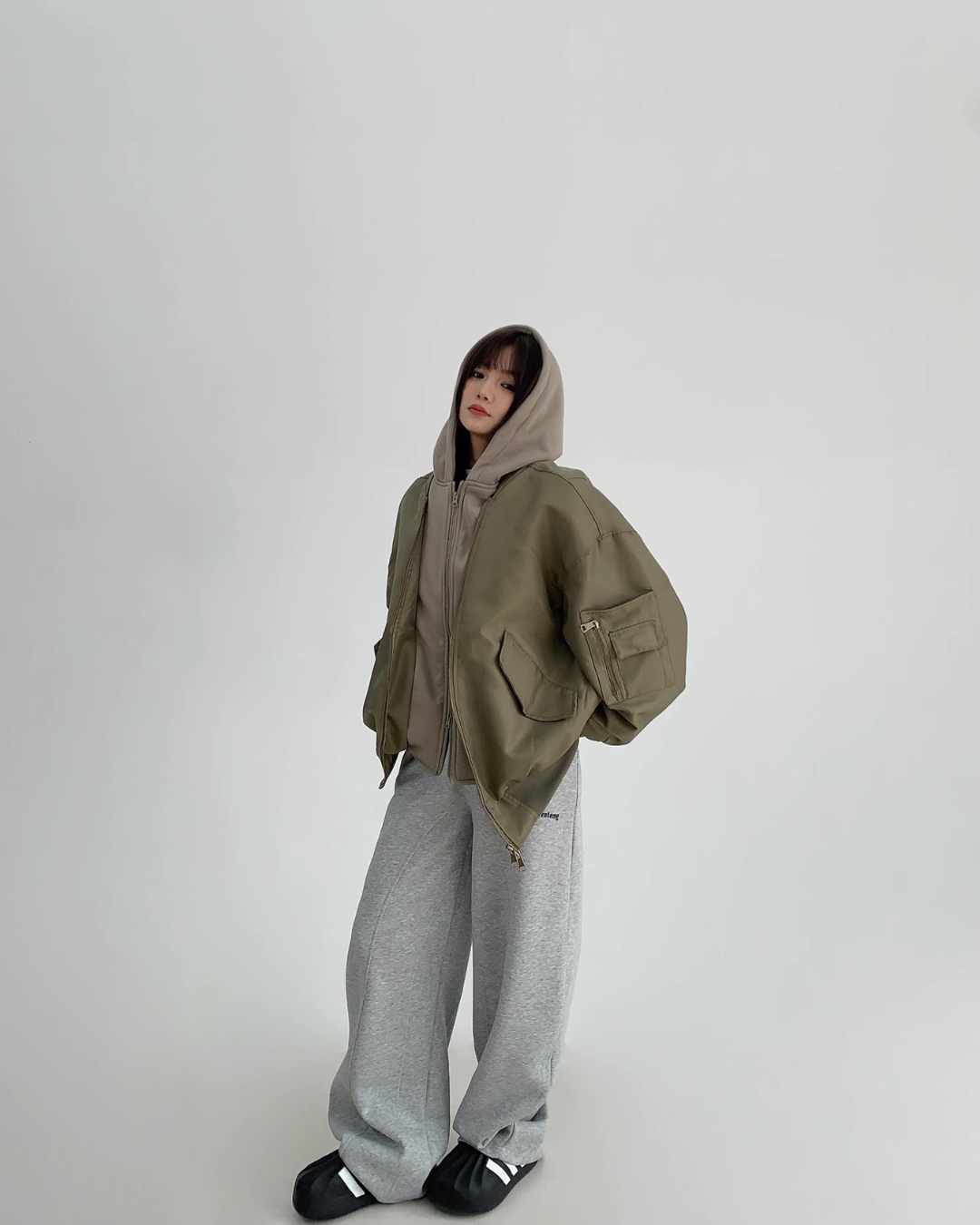 Layered Style Double Zip Hooded Jacket YLS0828