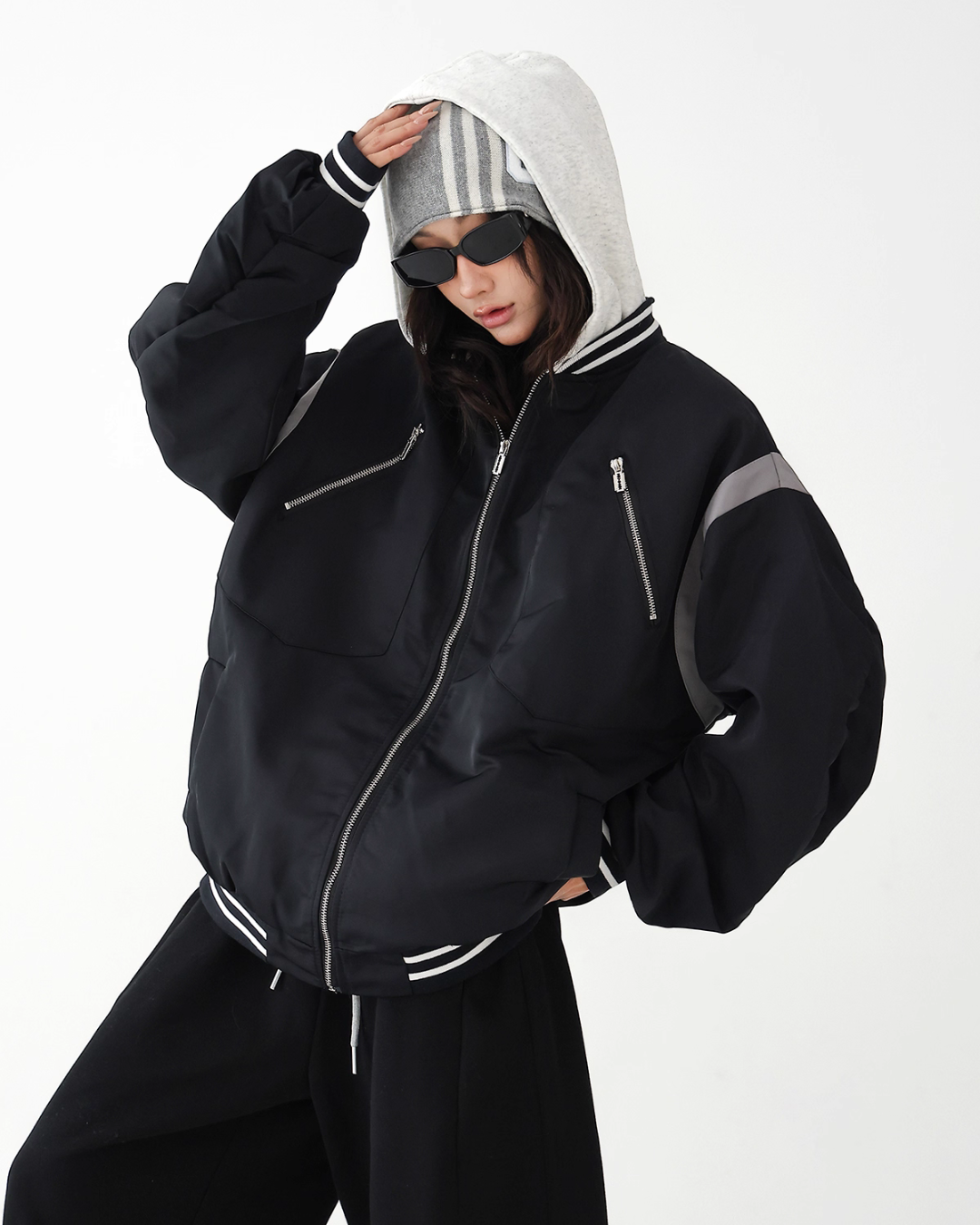 Retro Color Patchwork Hood Jacket ACS0286