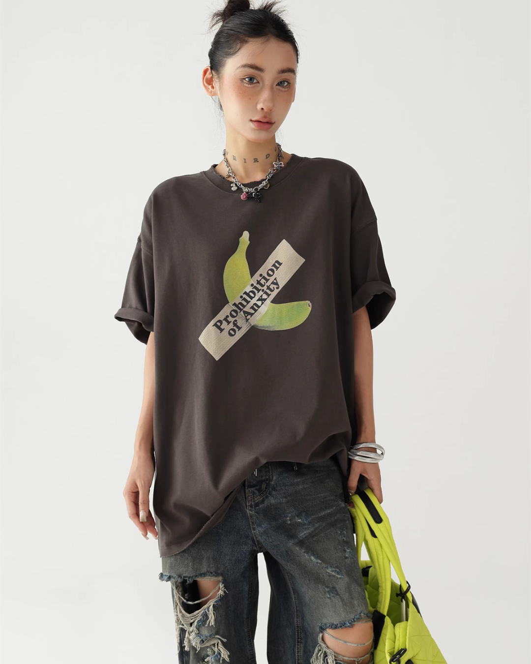 Banana Print Crew Neck T-Shirt ACS0253