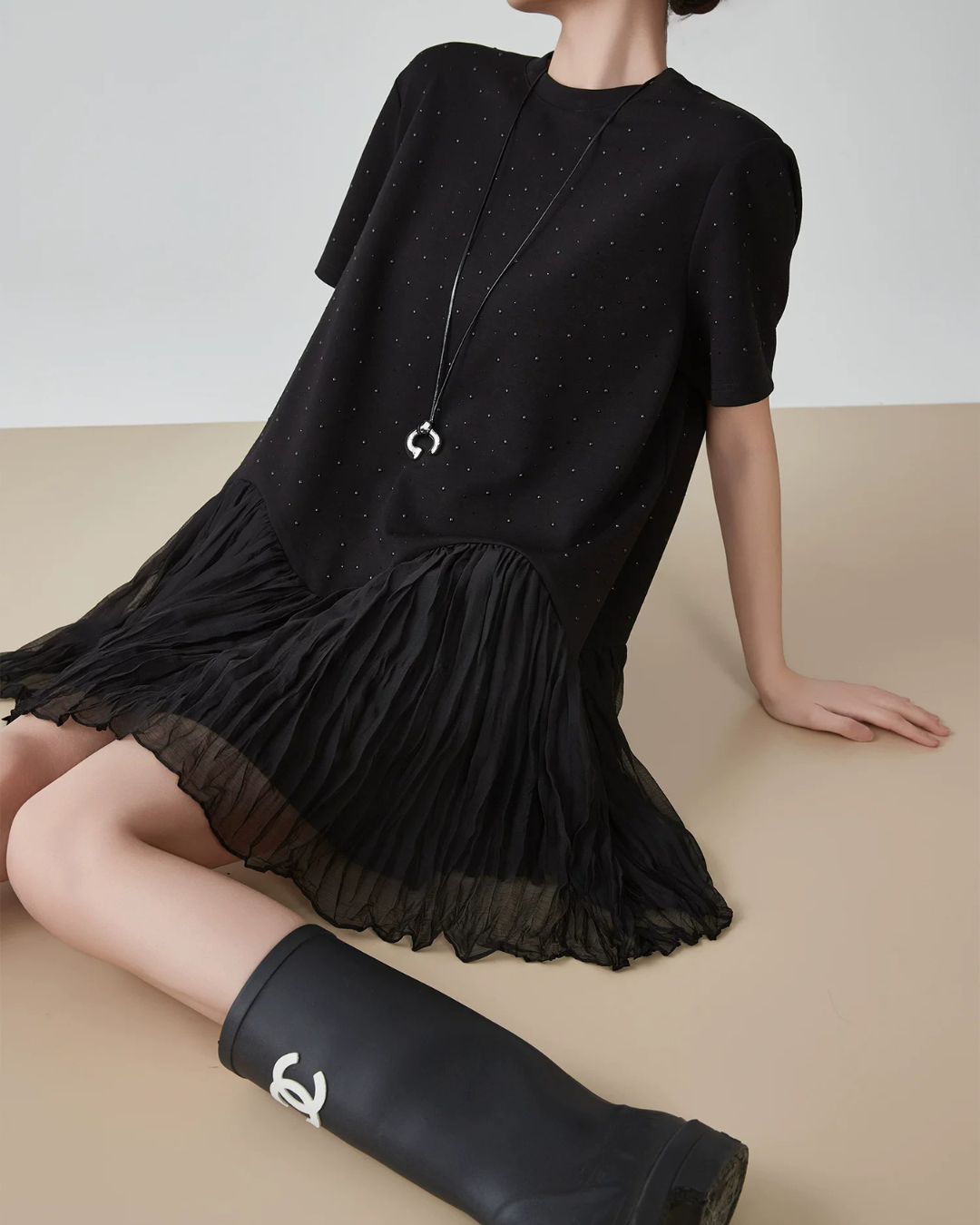 Pleated Docking Mini Dress FER0238