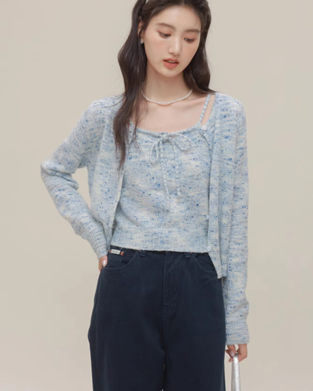 Mix Fancy Knit Cardigan / Knit Camisole CHS0007