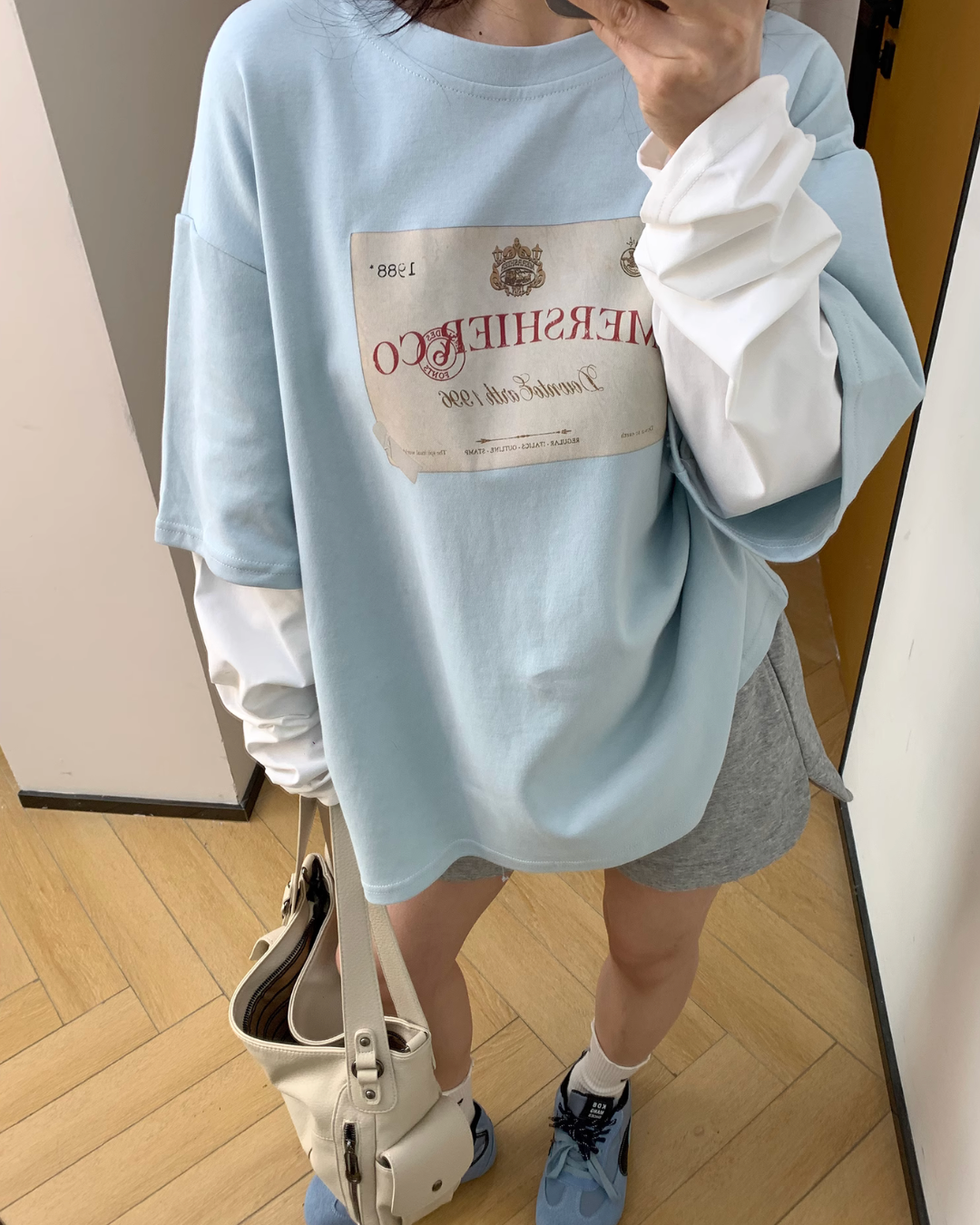 Layered Style Cotton Short Sleeve T-Shirt YLS0820