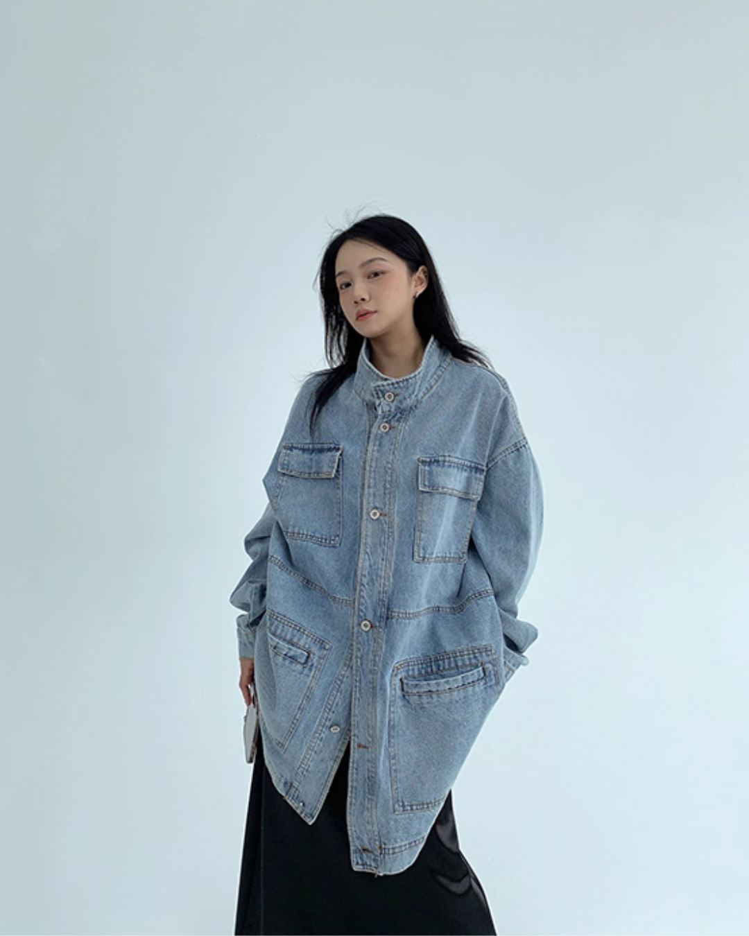 Stand Collar Loose Denim Jacket YLS0980