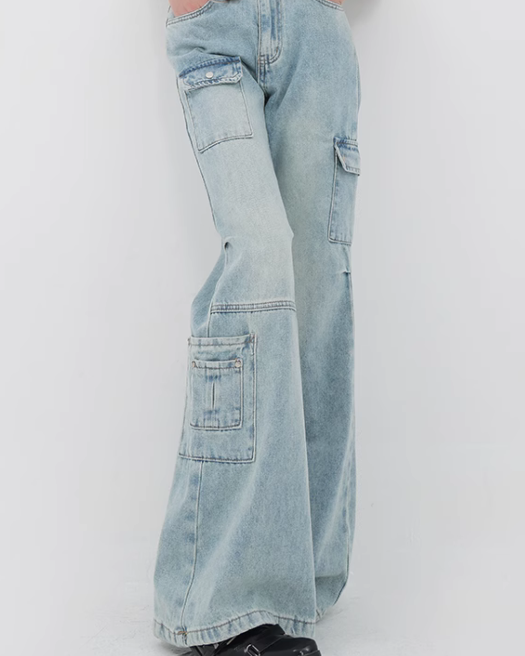 Multi Pocket Flared Denim Pants KNH0006