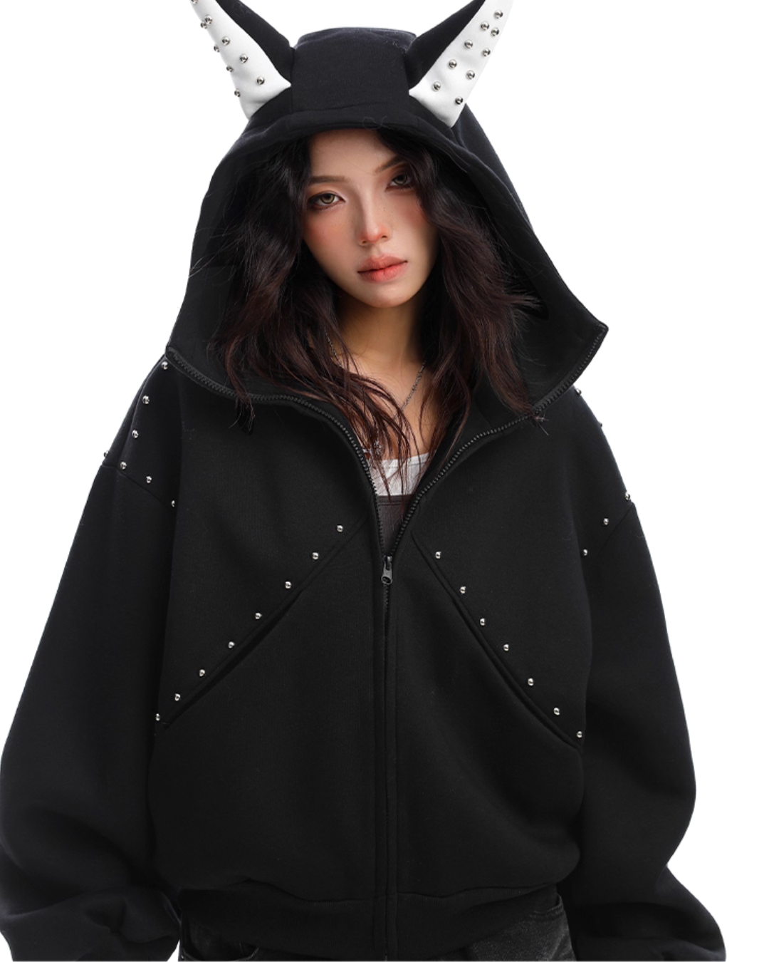 Ear Design Studded Hoodie BGS0022