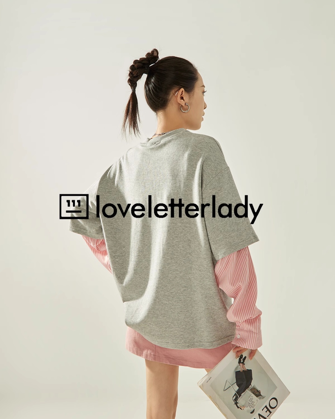 Pink Striped Shirt Layered Short Sleeve T-Shirt LLA0418