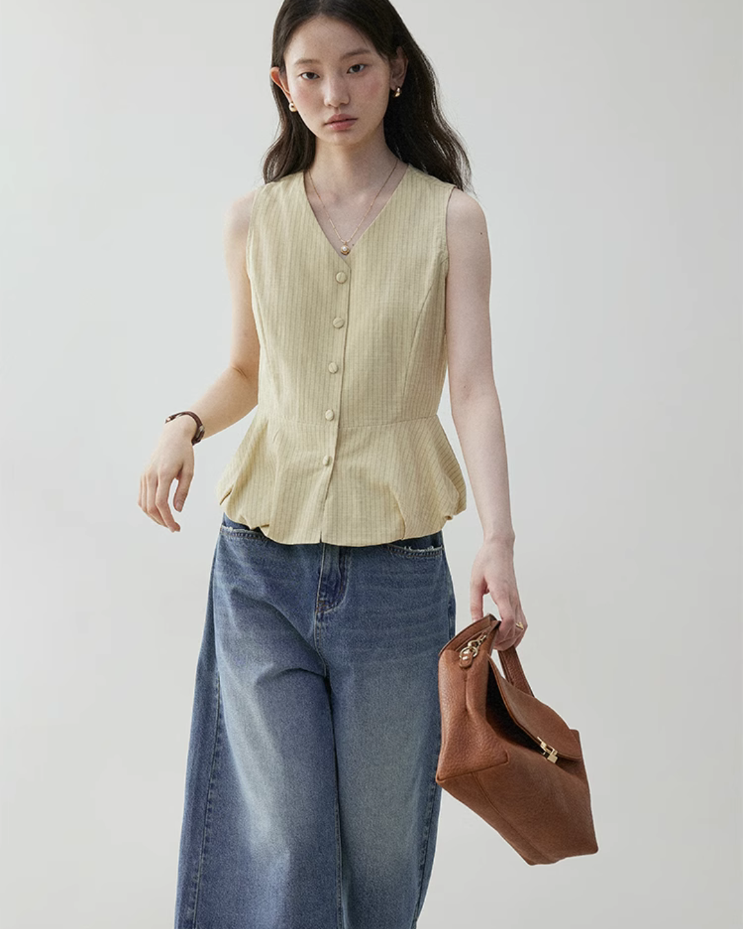 V-Neck Flare Stripe Vest VOE0004