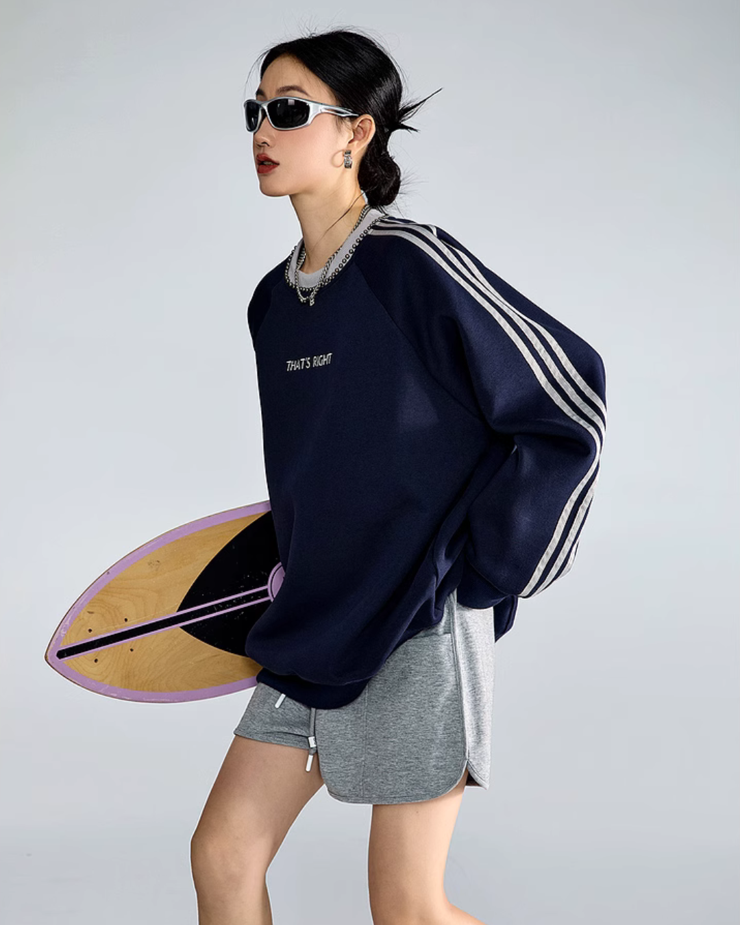Vintage Striped Crew Neck Tops ICM0058