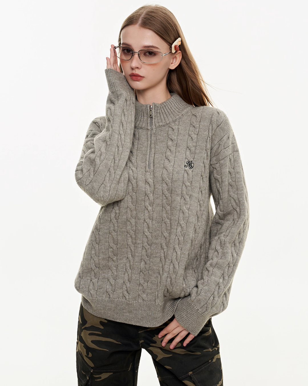Half Zip Cable Knit MDB0010