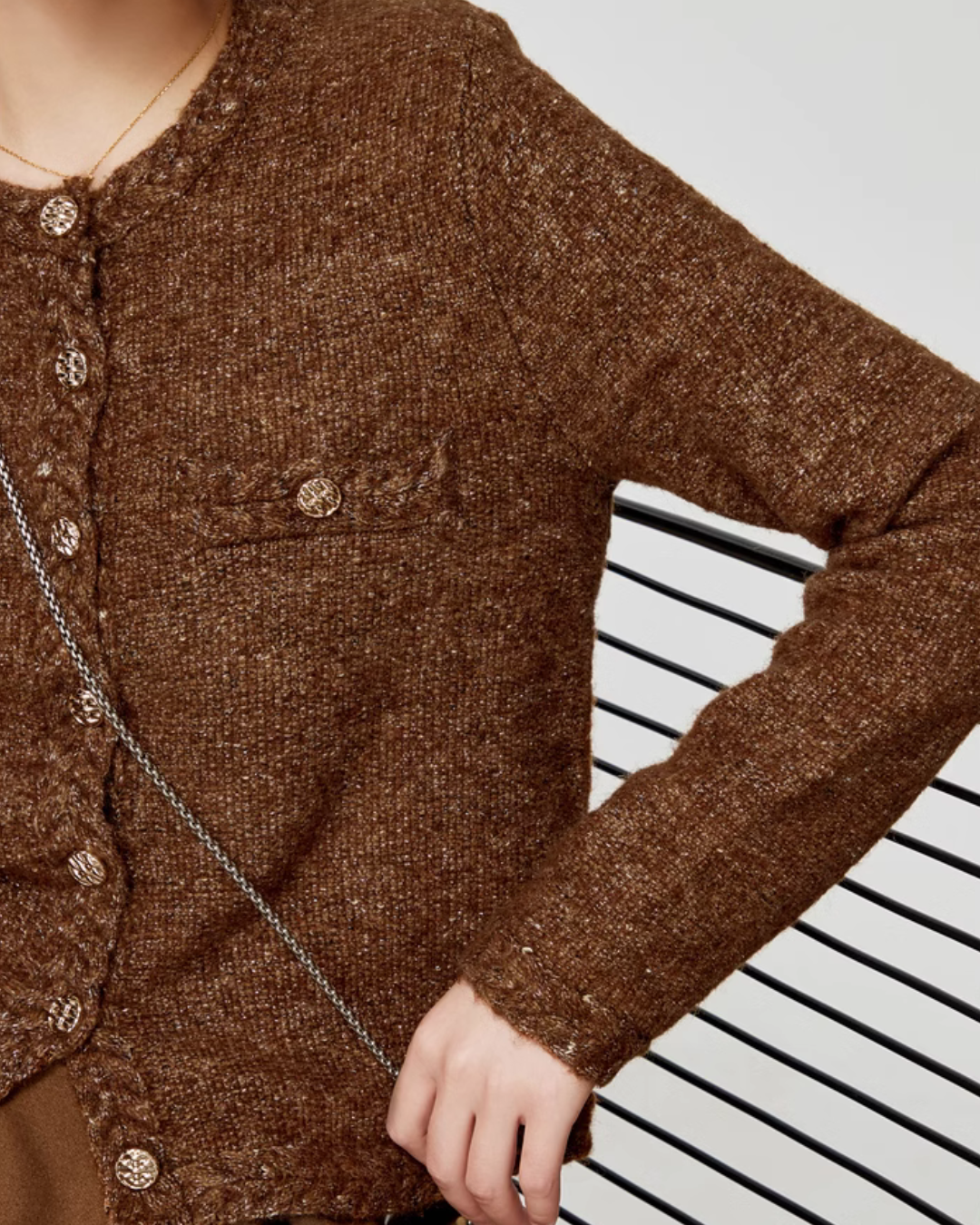 Brown Tweed Jacket / Flared Pleated Skirt LLA0340