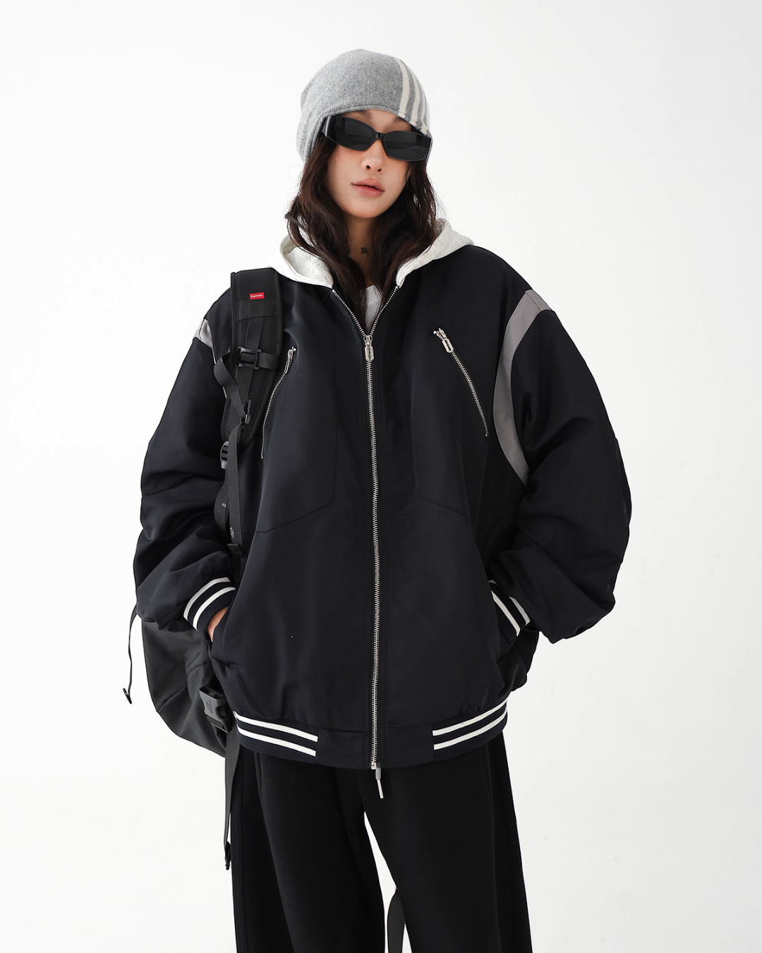 Retro Color Patchwork Hood Jacket ACS0286