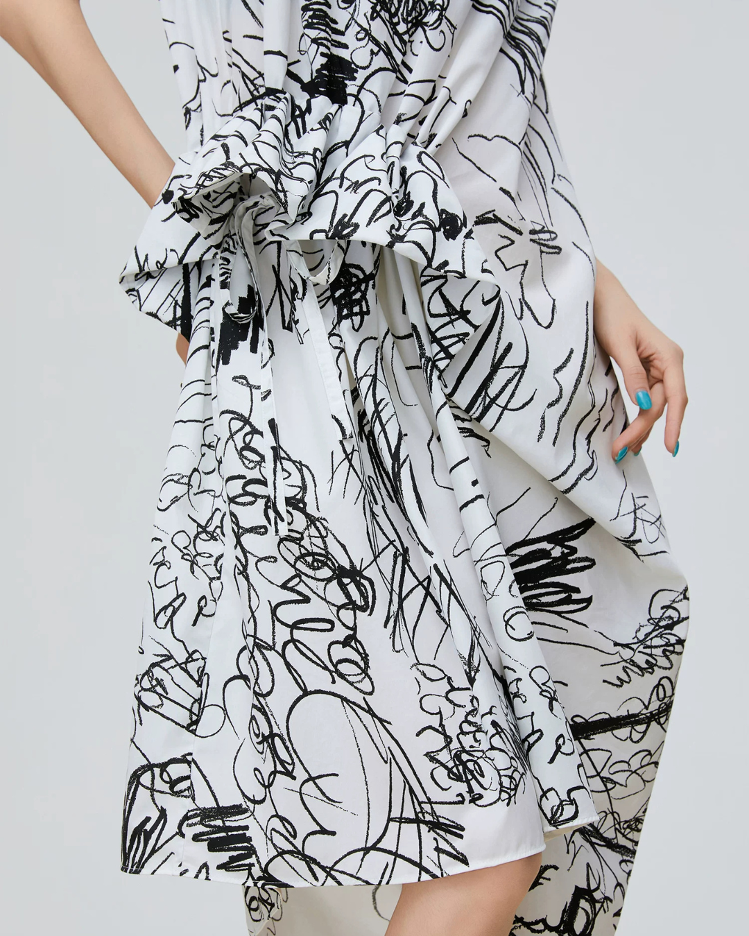 Hand-Drawn Floral Print Dress FER0289