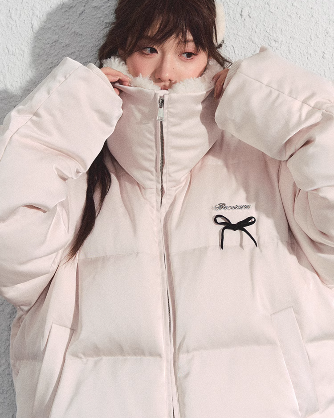 Pale Pink Roll Neck Down Jacket RCR0004