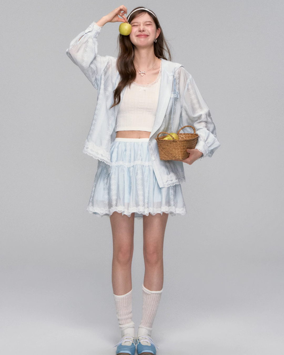 Sheer Windbreaker Jumper / Flare Skirt ASG0045
