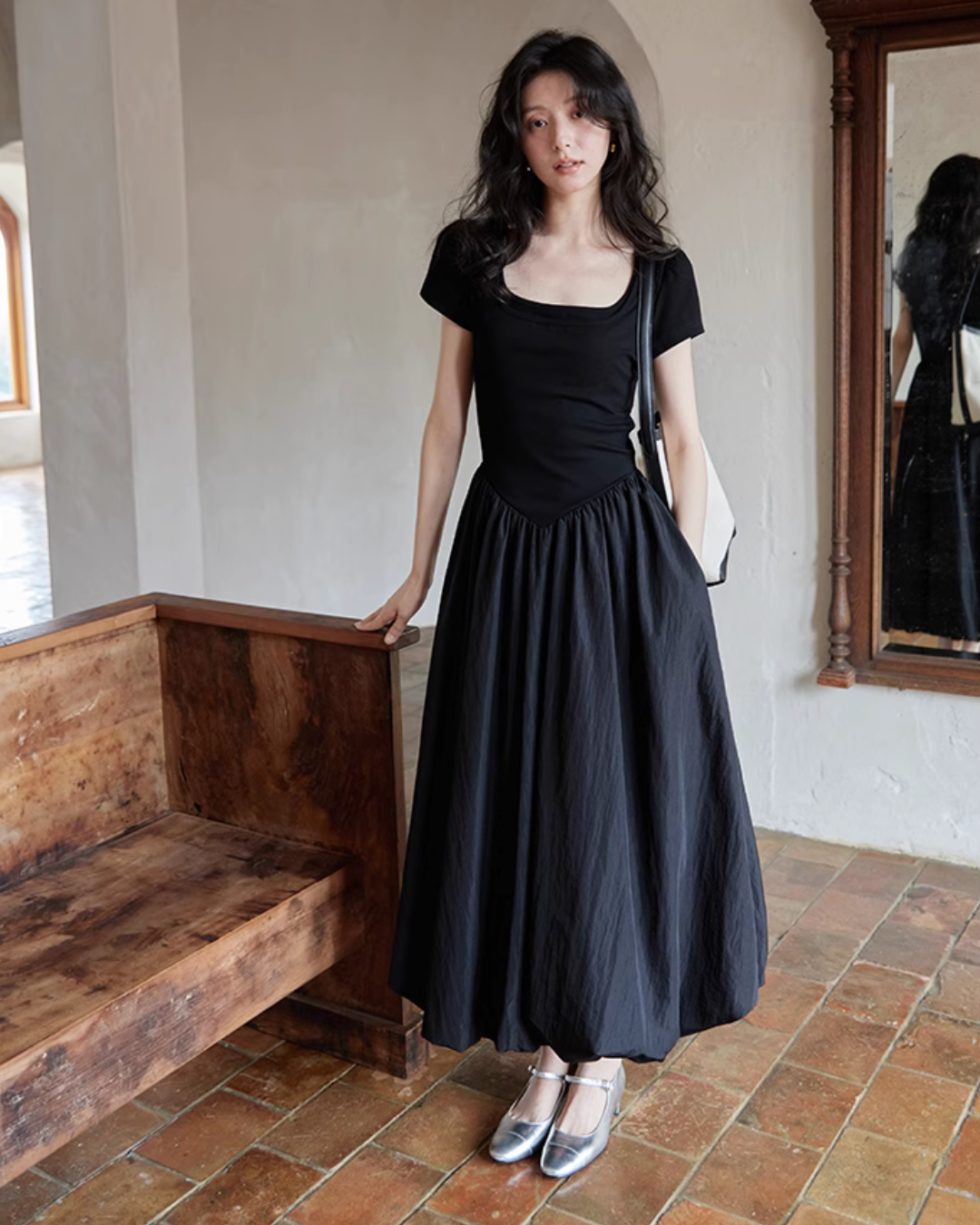 Square Neck Balloon Dress SMS0004