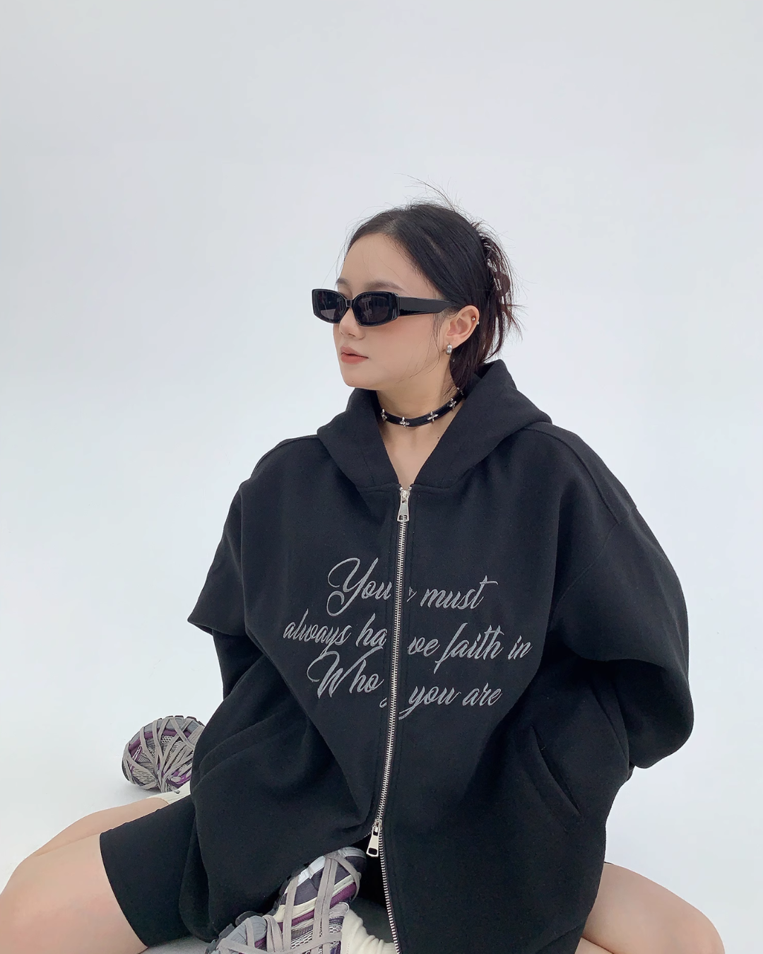 Double Zipper Logo Hoodie YLS0350