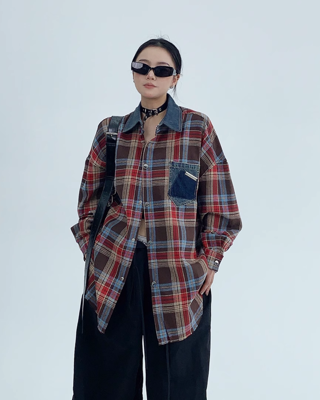 Retro Oversize Plaid Long Sleeved Shirt YLS0436