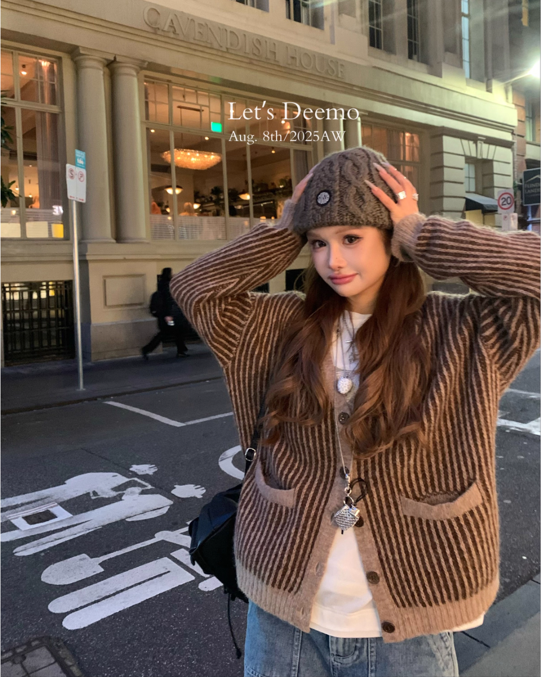 V-Neck Striped Cardigan DEM0017