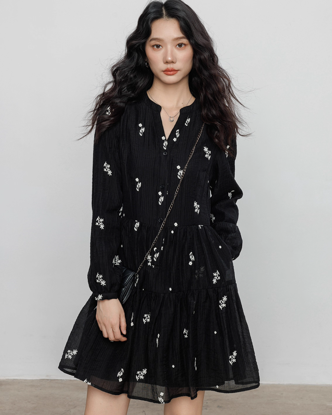 Flower Patterned Flare Dress VAS0146