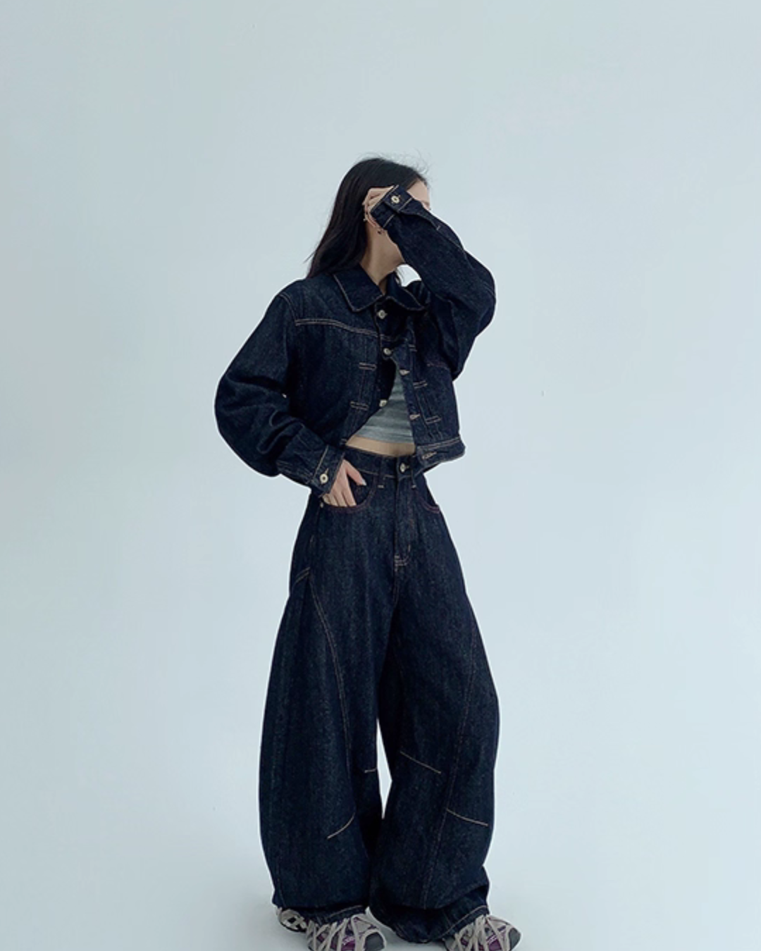 Dark Blue Wide Denim Pants YLS0904