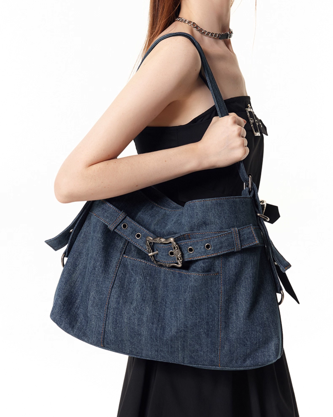 Belt Denim Fabric Shoulder Bag VSE0068