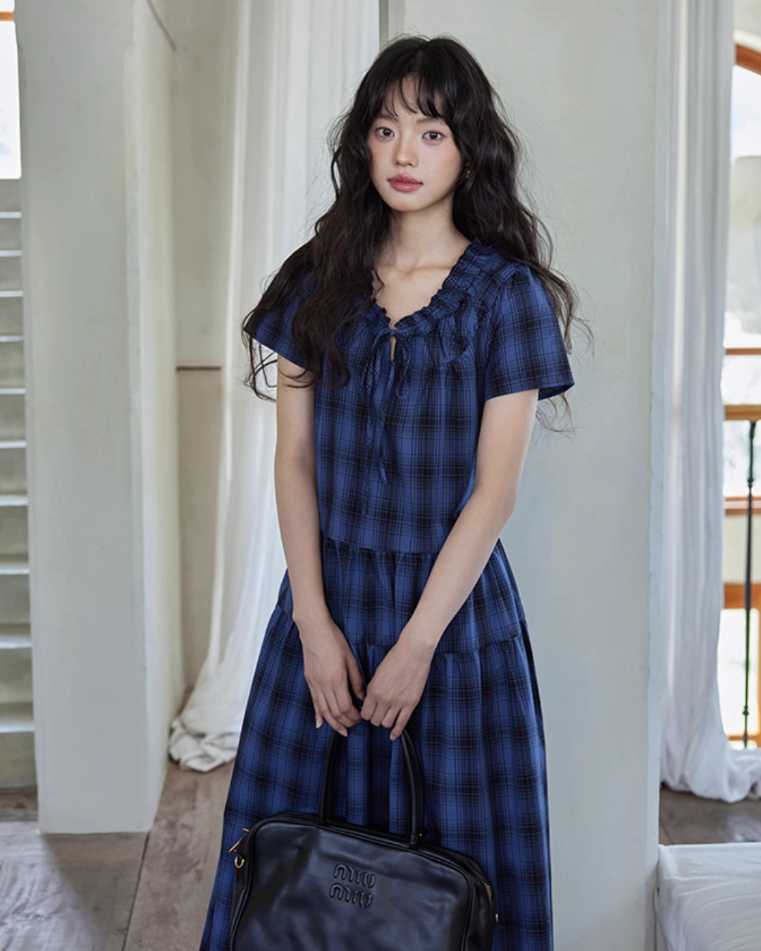 Checkered Long Flare Dress SMS0024