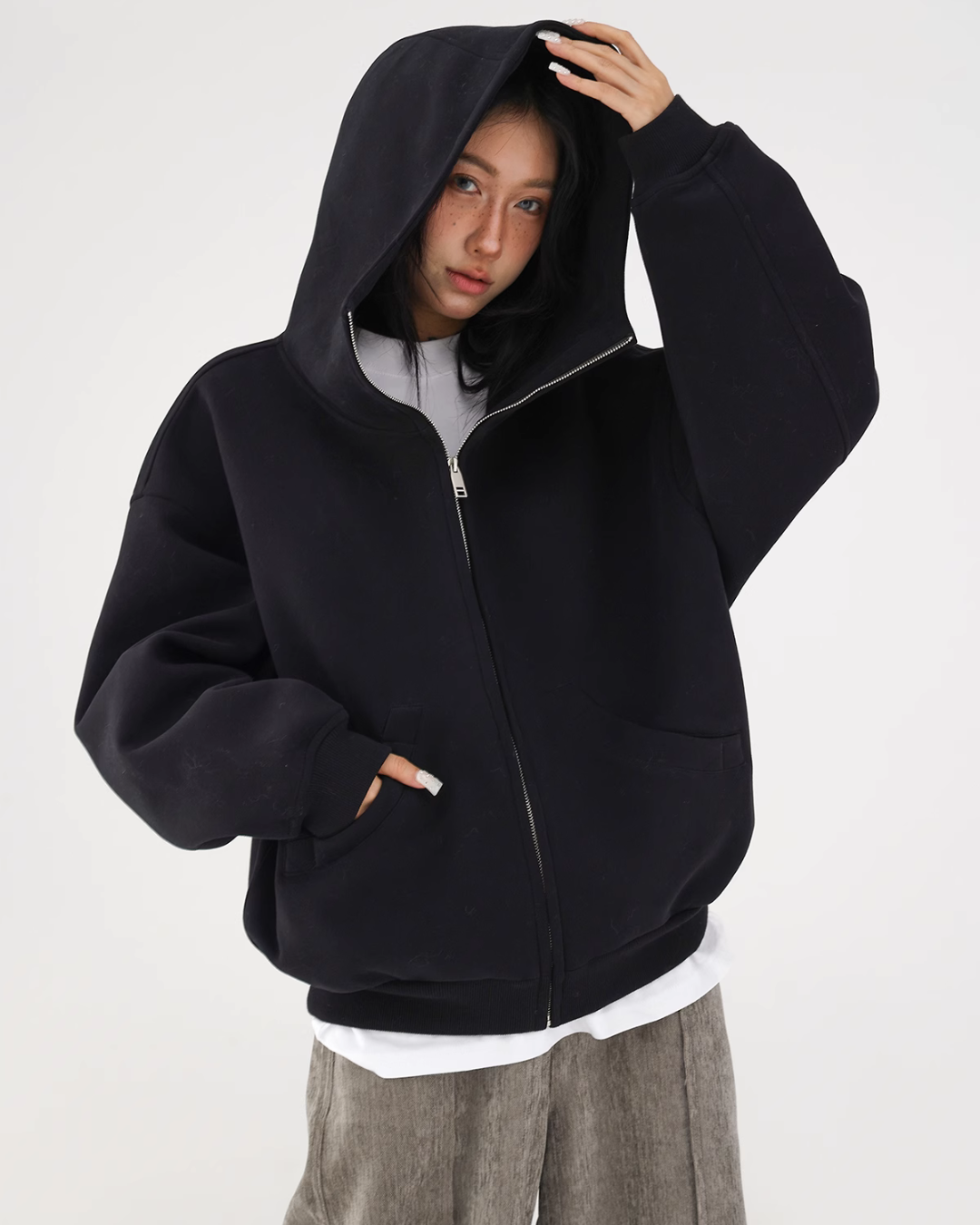 Volume Stand Neck Zip Hoodie ACS0175