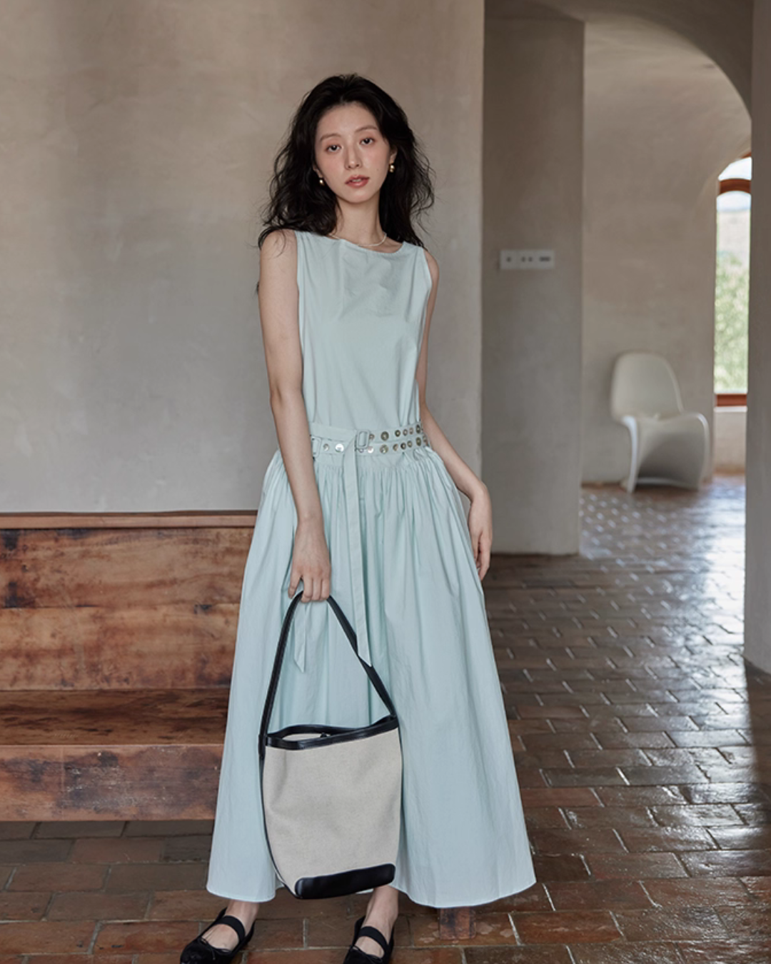 Two Stripe Belt Pastel Dress SMS0014