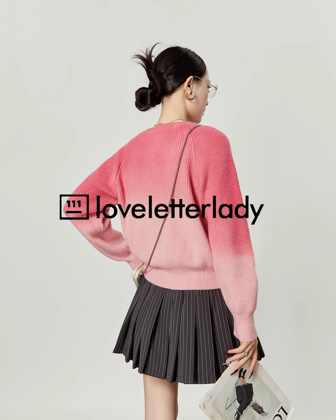 Pink Gradient Knit Cardigan LLA0417